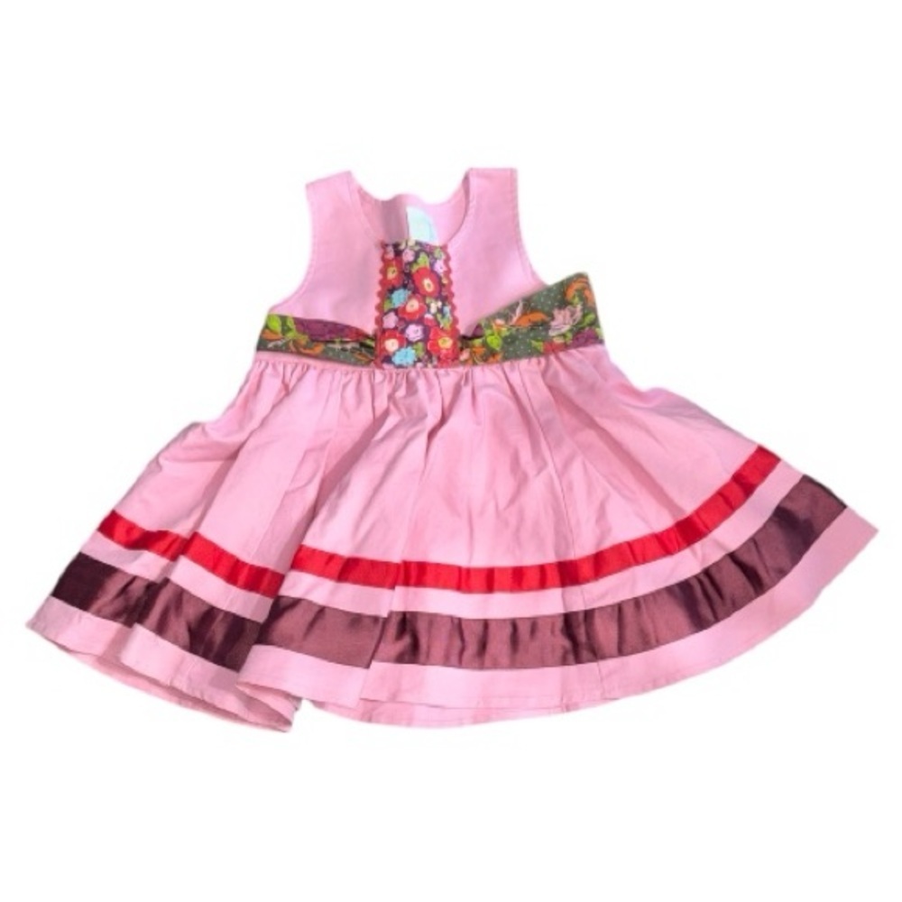 Matilda Jane Paint by Numbers Pink Dress Play Dress-Up Mix Media Tie Girls 4